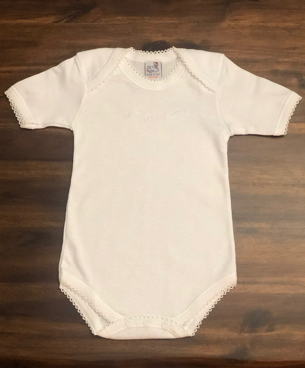 Short-Sleeve w/ Crochet Detail: My Baptism Day Embroidery